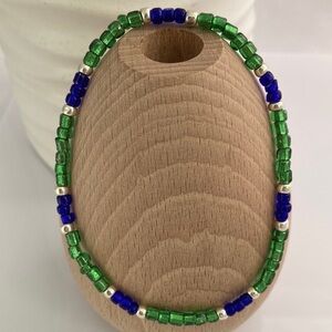 Green & Blue Stretch Beaded Anklet